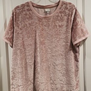 Pink Crushed Velvet Top 2XL, Short Sleeves, Comfy